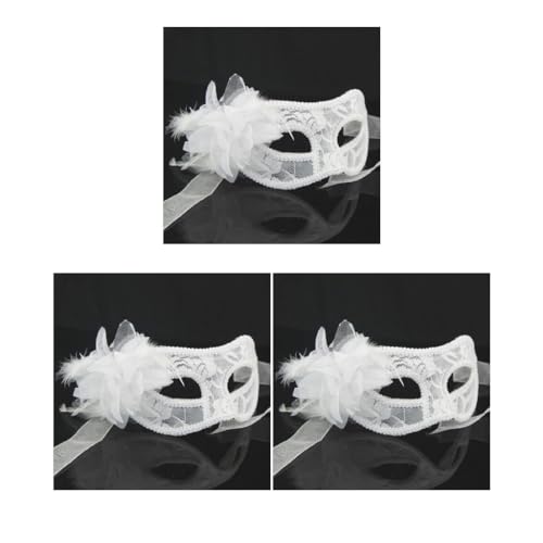3 Set Spitze Maskerade Maske Karneval Party Augenmaske mit Blumen für Halloween weiß von Paowsietiviity