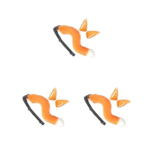 3er-Set Fuchsohren und -schwanz Set für Uni-Kinder Plüsch für Performance Verkleidung Orange von Paowsietiviity