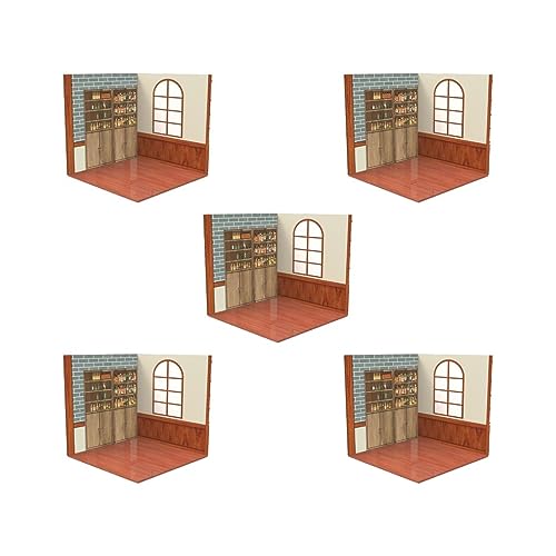 5 Set 1/12 Maßstab Hintergrund Szene Modell Hintergrundszene für Actionfiguren Puppen Teehaus, 21,5 x 21,5 cm von Paowsietiviity