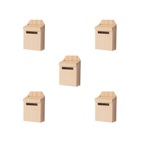 5 Set 1/12 hölzerne Briefkasten mit Aufkleber Puppenhaus Miniatur-Feengarten Dekor Holz von Paowsietiviity