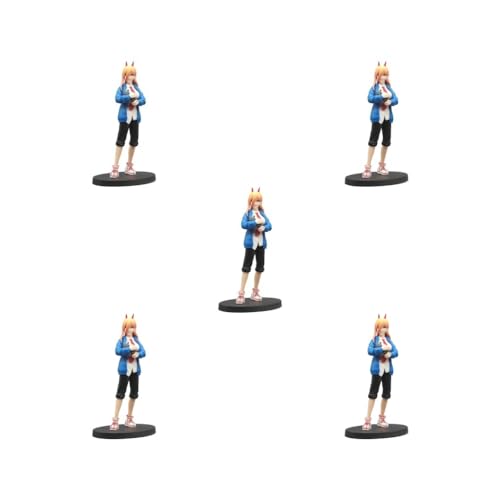 5 Set Figur handbemalte Sammlung Ornament für Desktop, hellblau, 11,5 x 8,5 x 18,5 cm von Paowsietiviity