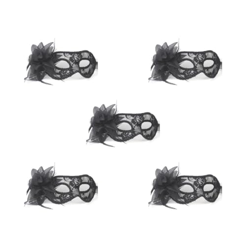 5 Set Spitze Maskerade Maske Karneval Party Augenmaske mit Blumen für Halloween schwarz von Paowsietiviity