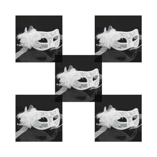 5 Set Spitze Maskerade Maske Karneval Party Augenmaske mit Blumen für Halloween weiß von Paowsietiviity