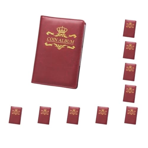 Münzalbum, Geldscheinsammler, Münzen, Geldscheine, Briefmarken, Organizer, wasserdicht, Sammelbuch, Geschenke für Reisen, Rot, 10 Stück von Paowsietiviity