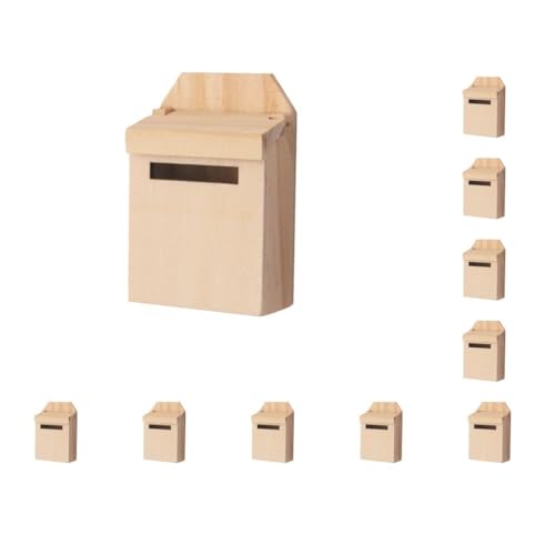 Paowsietiviity 10 Set 1/12 Holz Briefkasten mit Aufkleber Puppenhaus Miniatur Feengarten Dekor Holz von Paowsietiviity