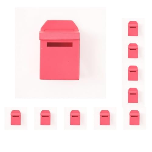 Paowsietiviity 10 Set 1/12 Holz Briefkasten mit Aufkleber Puppenhaus Miniatur Feengarten Dekor Rose Rot Fuchsia von Paowsietiviity