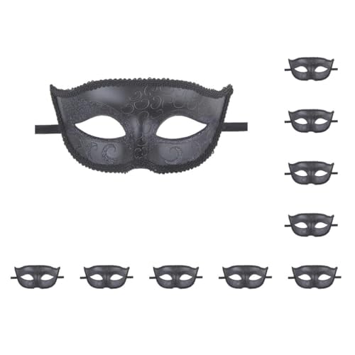 Paowsietiviity 10 Set Fox Half Face Mask Costume Cosplay Maskerade Ball Mask for Halloween Party Black, 20x16cm von Paowsietiviity