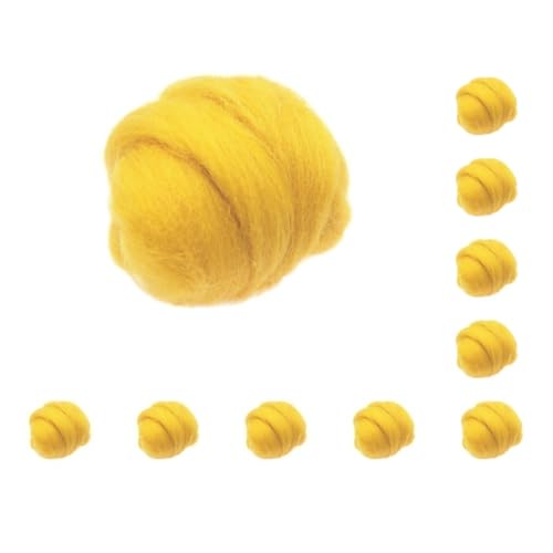 Paowsietiviity 10 Set handgefertigte 10 g Wolle Roving Faser für Nadelfilzmaterialien gelb von Paowsietiviity
