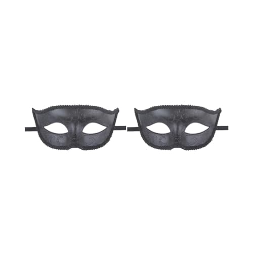 Paowsietiviity 2 Set Fox Half Face Mask Costume Cosplay Maskerade Ball Mask for Halloween Party Black, 20x16cm von Paowsietiviity