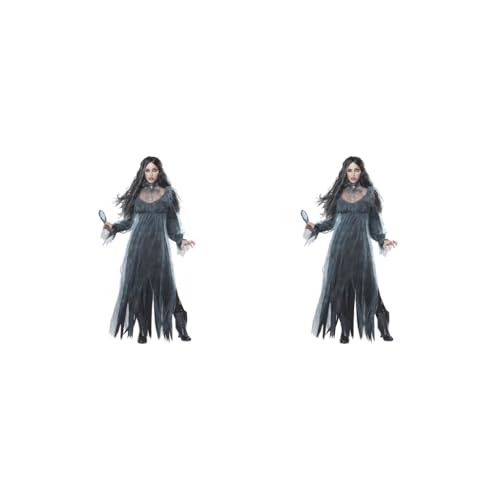 Paowsietiviity 2 set Frauen Cosplay Halloween Kostüm Horror Ghost Dead Corpse Zombie Braut Kleid XL, schwarz von Paowsietiviity