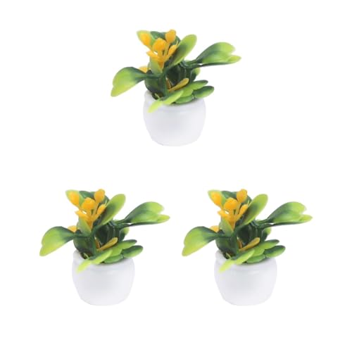 Paowsietiviity 3 Set 1/12 künstliches Bonsai-Modell Mikro-Landschaft Schlafzimmermöbel Ornamente C, gelbe Blume, 1 cm von Paowsietiviity