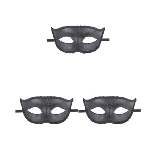 Paowsietiviity 3 Set Fox Half Face Mask Costume Cosplay Maskerade Ball Mask for Halloween Party Black, 20x16cm von Paowsietiviity