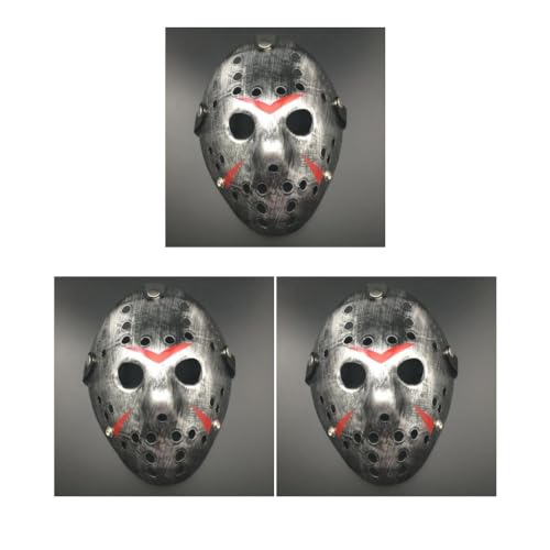 Paowsietiviity 3 Set Halloween Weihnachten Maskerade Verdickte Jason Party Lustige Horror-Maske Stil 02 von Paowsietiviity