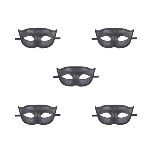 Paowsietiviity 5 Set Fox Half Face Mask Costume Cosplay Maskerade Ball Mask for Halloween Party Black, 20x16cm von Paowsietiviity