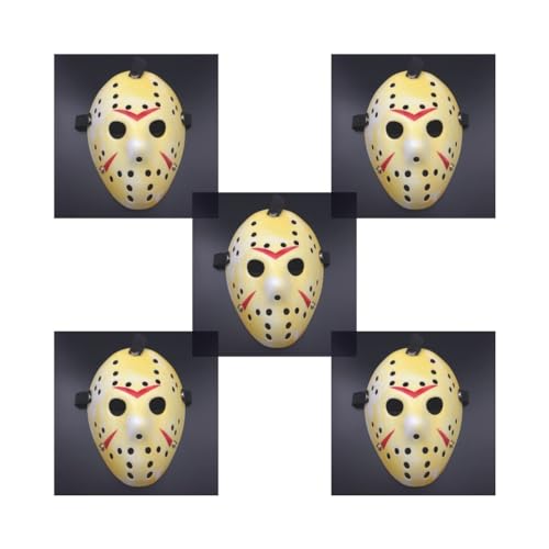 Paowsietiviity 5 Set Halloween Weihnachten Maskerade Verdickte Jason Party Lustige Horror-Maske, Stil 03 von Paowsietiviity