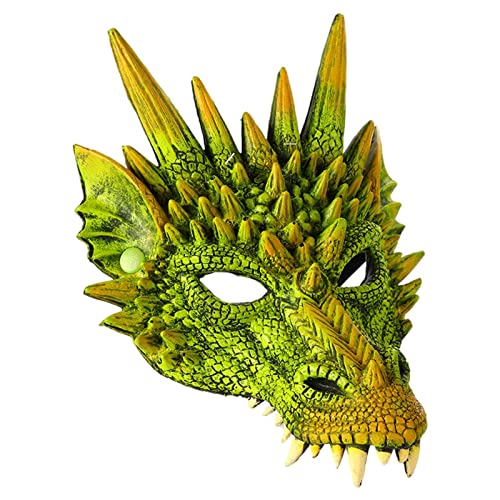 Paowsietiviity Dragon Mask Full Head Cover for Cosplay Prop Masquerade Mask Green, 30x21cm von Paowsietiviity