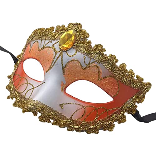 Paowsietiviity Fox Half Face Mask Costume Cosplay Maskerade Ball Mask for Halloween Party White Orange, 20x16cm von Paowsietiviity