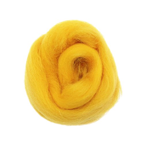Paowsietiviity Handgefertigte 10g Wolle Roving Fiber für Nadelfilzmaterialien gelb von Paowsietiviity
