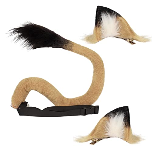 Paowsietiviity Löwenohr und Schwanz Set Tierohren Haarspange für Halloween Fasching Braun von Paowsietiviity