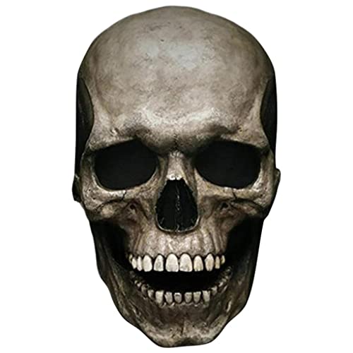 Paowsietiviity Voller Kopf Schädel Maske Mit Beweglichem Kiefer Halloween Latex Kopfbedeckung Dunkle Farbe von Paowsietiviity
