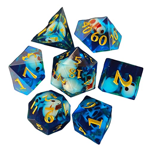 Polyedrische Würfel D4-D20 Würfel, für Tischspiel, Partygeschenke, Blau, 7 Stück von Paowsietiviity
