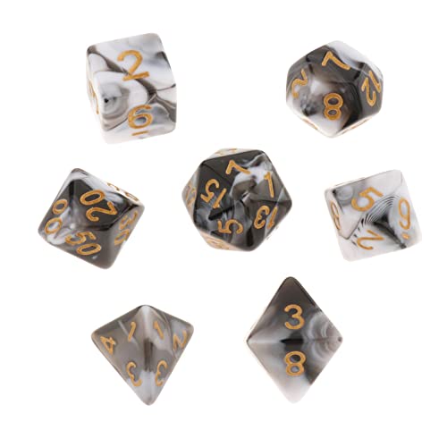 Polyedrische Würfel aus Acryl, Partyzubehör, Tischspiele für DND, RPG, MTG, Grau, Weiß, Grau, Weiß, 7 Stück Polyedrische Würfel aus Acryl, Partyzubehör, Tischspiele für DND, RPG, MTG, Grau, Weiß, Grau, Weiß, 7 Stück von Paowsietiviity