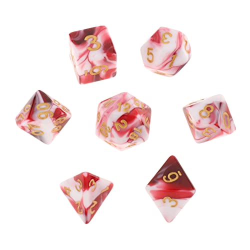 Polyedrische Würfel aus Acryl, Partyzubehör, Tischspiele für DND, RPG, MTG, Rot / Weiß, 7 Stück von Paowsietiviity