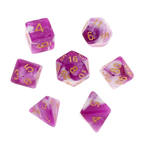 Polyedrische Würfel aus Acryl, Partyzubehör, Tischspiele für DND, RPG, Mtg, Violett, Weiß, 7 Stück Polyedrische Würfel aus Acryl, Partyzubehör, Tischspiele für DND, RPG, Mtg, Violett, Weiß, 7 Stück von Paowsietiviity