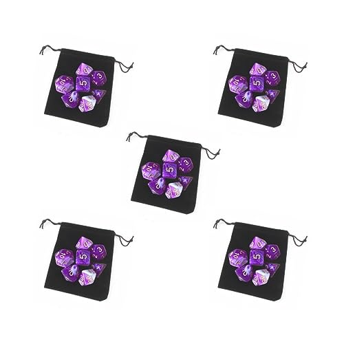 Polyedrisches Würfel-Set mit Beutel, Spielzeug für MTG, Mathematikunterricht, Violett, Weiß, Lila, 7-teiliges Set, 5 Stück Polyedrisches Würfel-Set mit Beutel, Spielzeug für MTG, Mathematikunterricht, Violett, Weiß, Lila, 7-teiliges Set, 5 Stück von Paowsietiviity