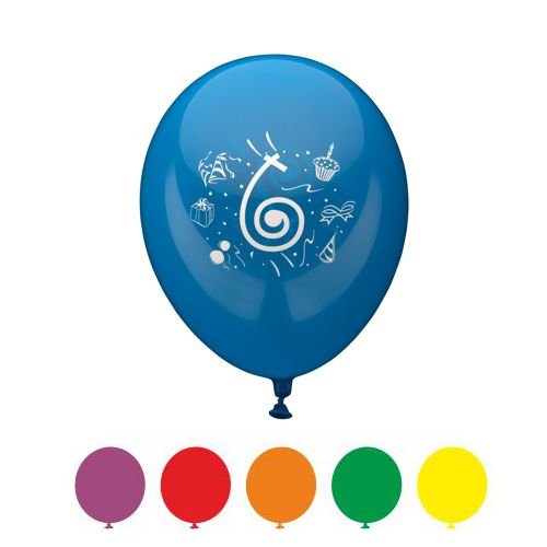 6 Zahlenballons Ø 25 cm, sortierte Farben "6" 6 Zahlenballons Ø 25 cm, sortierte Farben "6" von PAPSTAR