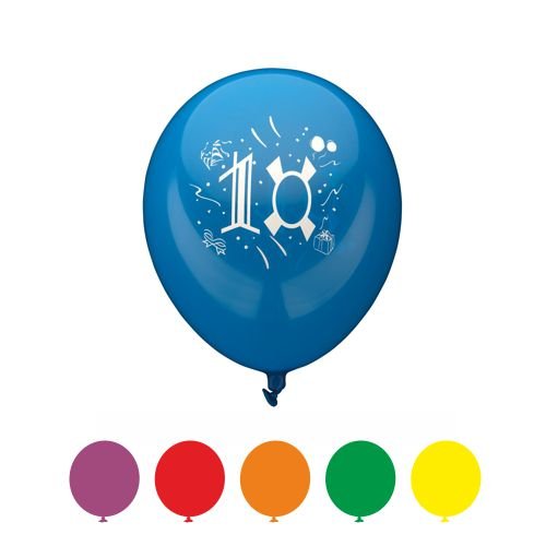 6 Zahlenballons Ø 25 cm sortiert "10" 6 Zahlenballons Ø 25 cm sortiert "10" von PAPSTAR