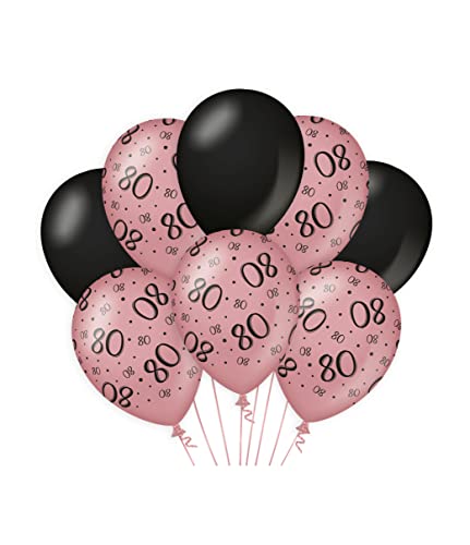 PD-Party 7023413 Classy Party Luftballons | Natürliche Rubber (Latex) | Geburtstag Feier Partei Dekoration - 80, Packung von 8, Rose/Schwarz, 30cm Länge x 30cm Breite x 30cm Höhe von PD-Party