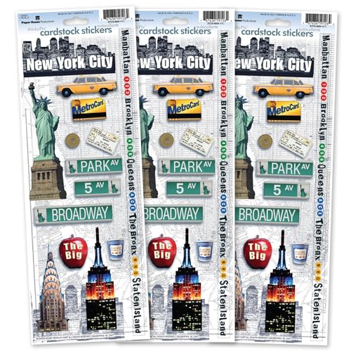 Paper House Productions New York City Cardstock Stickerbogen 3er-Pack für Bastelarbeiten, Scrapbooking & Sammeln – Klassische Szenen Paper House Productions New York City Cardstock Stickerbogen 3er-Pack für Bastelarbeiten, Scrapbooking & Sammeln – Klassische Szenen von Paper House Productions