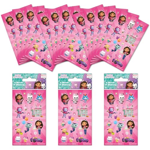 Gabby's Dollhouse Party Bag Sticker Bundle (18 Blatt) | Perfekt für Kinderpartys und Strumpffüller | Kann für Dekoration und Scrapbooking verwendet werden, Rosa von Paper Projects