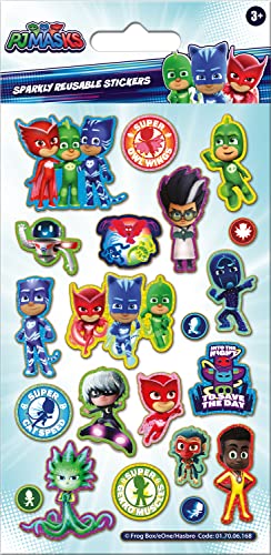 Paper Projects 01.70.06.168 PJ Masks Heroes Glitzernde Aufkleber | Offizielles Lizenzprodukt | Wiederverwendbar auf Nicht-porösen Oberflächen, weiß, 19.5cm x 9.5cm von Paper Projects