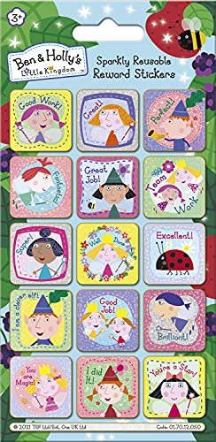 Paper Projects 01.70.12.050 Ben and Holly's Little Kingdom Sparkly Belohnungsaufkleber | Offizielles Lizenzprodukt | wiederverwendbar auf Nicht-porösen Oberflächen, 19,5 cm x 9,5 cm von Paper Projects