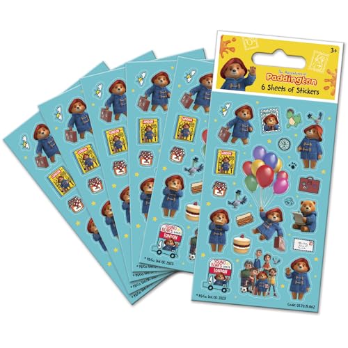 Paper Projects 01.70.15.062 Paddinton Bear Adventures of Paddington Aufkleber-Set (6 Blatt), offizielles Lizenzprodukt, perfekt als Partytüte oder Strumpffüller, Blau, 12,5 cm x 7,5 cm von Paper Projects