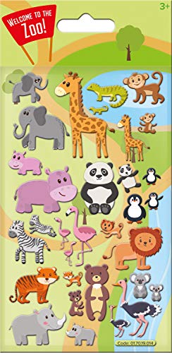 Paper Projects 01.70.19.014 Cute Zoo 3D-Schaumstoff-Aufkleber, wiederverwendbar, mehrfarbig, 19,5 x 9,5 cm von Paper Projects