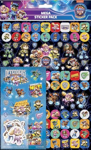 Paper Projects 01.70.22.040 Paw Patrol the Mighty Movie Mega-Pack | Drei Arten von Aufklebern (insgesamt 150 Stück), wiederverwendbar auf nicht-porösen Oberflächen, 29,7 x 21 cm von Paper Projects