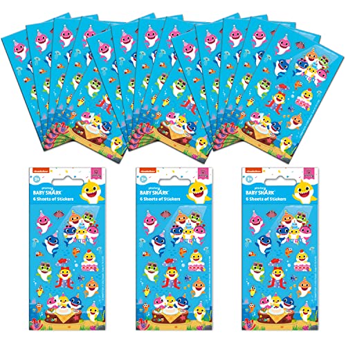 Paper Projects 01.70.24.086 Baby Shark Party Bag Sticker Bundle (18 Blatt) von Paper Projects