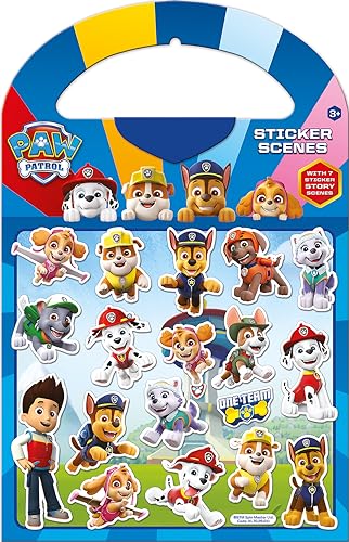 Paper Projects 01.70.29.011 Paw Patrol Activity Set, bestehend aus sechs Szenen und über 50 wiederverwendbaren Aufklebern, blau, 23,5 cm x 15 cm von Paper Projects