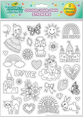Paper Projects Crayola Sticker zum Ausmalen | Enthält 2 Bögen Aufkleber | Perfekt für Dekoration und Scrapbooking, Pretty Life, 21 x 29,7 cm von Paper Projects