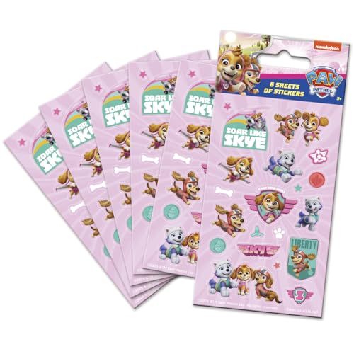 Paw Patrol Girl Power Pink Partytütenaufkleber (6 Bögen), offizielles Lizenzprodukt, wiederverwendbar auf nicht-porösen Oberflächen, perfekt als Partytüte oder Strumpffüller, ab 3 Jahren, Mädchen, von Paper Projects