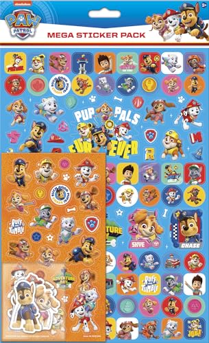 Paw Patrol Pup Pals Mega-Aufkleber-Set, drei Arten von Aufklebern (ca. 130 insgesamt), offizielles Lizenzprodukt, wiederverwendbar auf nicht-porösen Oberflächen, für Jungen und Mädchen, ab 3 Jahren, von Paper Projects