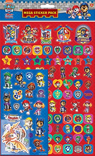 Paw Patrol Rescue Knights Mega Sticker Pack | Drei Arten von Aufklebern (insgesamt 150) | wiederverwendbar auf nicht porösen Oberflächen, rot/blau von Paper Projects