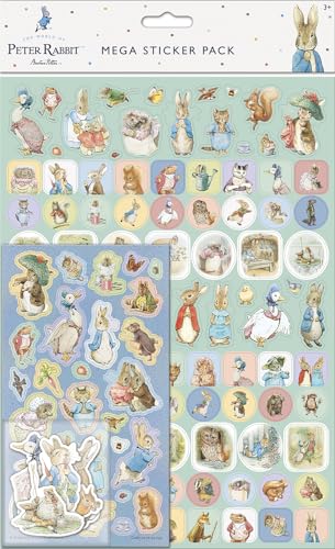 Peter Rabbit Mega-Aufkleber-Set, drei Arten von Aufklebern (insgesamt 130 Stück), wiederverwendbar auf nicht-porösen Oberflächen, blau von Paper Projects