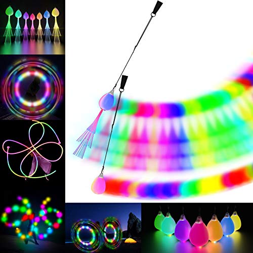 LED Poi Bälle Set für Kinder & Erwachsene - Wiederaufladbare Glasfaser Leucht Poi Bälle für Profis | LED Pois Kinder Jonglieren | Jonglierset & Lightpainting Zubehör | Feuer Poi Kugeln & Leuchtbälle LED Poi Bälle Set für Kinder & Erwachsene - Wiederaufladbare Glasfaser Leucht Poi Bälle für Profis | LED Pois Kinder Jonglieren | Jonglierset & Lightpainting Zubehör | Feuer Poi Kugeln & Leuchtbälle von Papi Dada