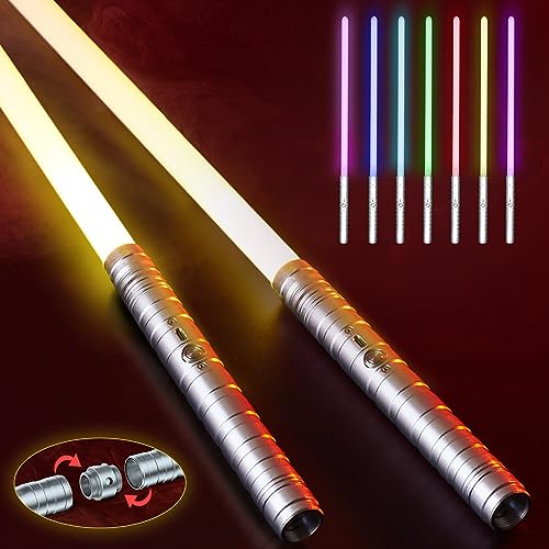 Laserschwert Kinder und Erwachsene - Lichtschwert 2er Set | USB Wiederaufladbares Doppel Leuchtschwert | Doppelklingen Lichtschwerter mit 15 Farben & Soundeffekten | Schwert mit Grauem Metallgriff Laserschwert Kinder und Erwachsene - Lichtschwert 2er Set | USB Wiederaufladbares Doppel Leuchtschwert | Doppelklingen Lichtschwerter mit 15 Farben & Soundeffekten | Schwert mit Grauem Metallgriff von Papi Dada