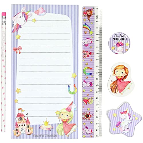 Papierdrachen 6-teiliges Schreibset für Grundschul Kinder | Einhorn-Motiv | mit Bleistift Spitzer Lineal Radierer Schreibblock | Geschenkidee zur Einschulung | Mitgebsel für Kindergeburtstag | Set 2 Papierdrachen 6-teiliges Schreibset für Grundschul Kinder | Einhorn-Motiv | mit Bleistift Spitzer Lineal Radierer Schreibblock | Geschenkidee zur Einschulung | Mitgebsel für Kindergeburtstag | Set 2 von Papierdrachen