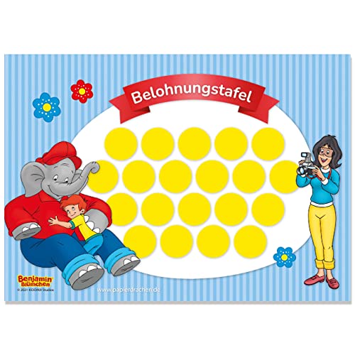 Papierdrachen Belohnungstafel Set für Kinder als Abreißblock 10 Blatt - Motivierendes Konzept als Erziehungshilfe - mit tollen Stickern für Jungs und Mädchen - Motiv Benjamin Blümchen Set 2 Papierdrachen Belohnungstafel Set für Kinder als Abreißblock 10 Blatt - Motivierendes Konzept als Erziehungshilfe - mit tollen Stickern für Jungs und Mädchen - Motiv Benjamin Blümchen Set 2 von Papierdrachen
